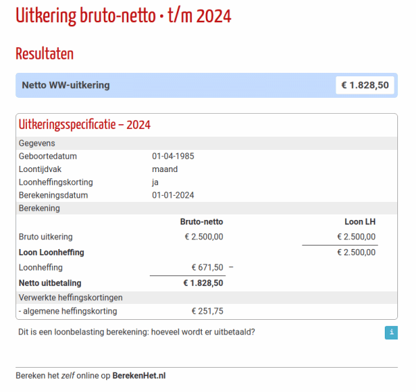 Won Algebra Observatorium Netto uitkering berekenen • 2022, 2023 | BerekenHet.nl